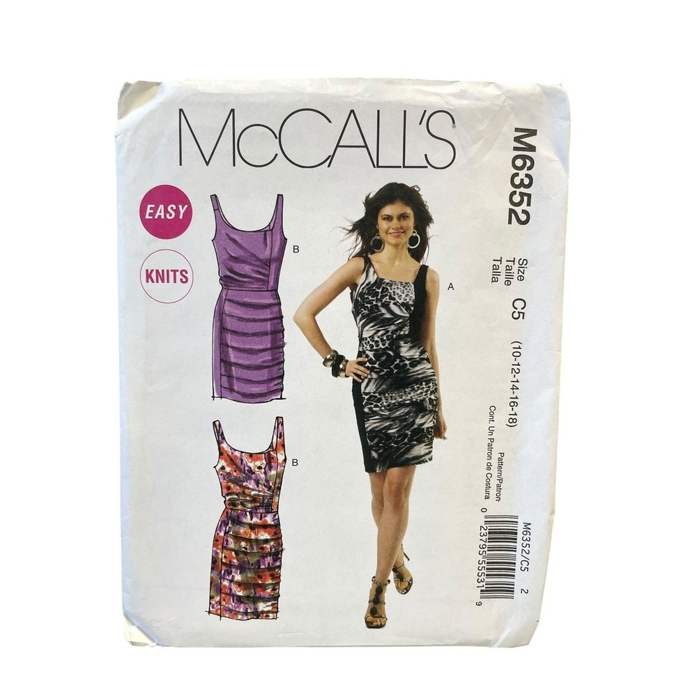 McCall's M6352 Misses'‎ Dress C5 (10-12-14-16-18) Easy Knit Ruched